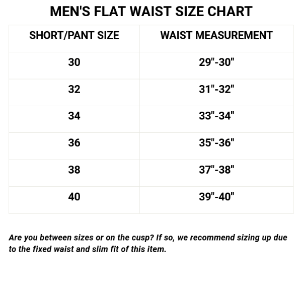 Z-1103EAM Ether All Mtn Size Chart