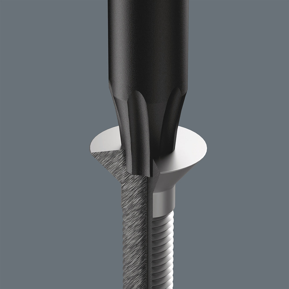 The Wera Black Point tip and a refined hardening process ensure long service life of the tip, improved corrosion protection and an exact fit.