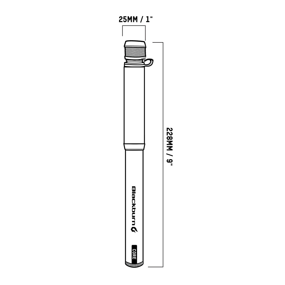 Blackburn Core Mini Pump Dimension