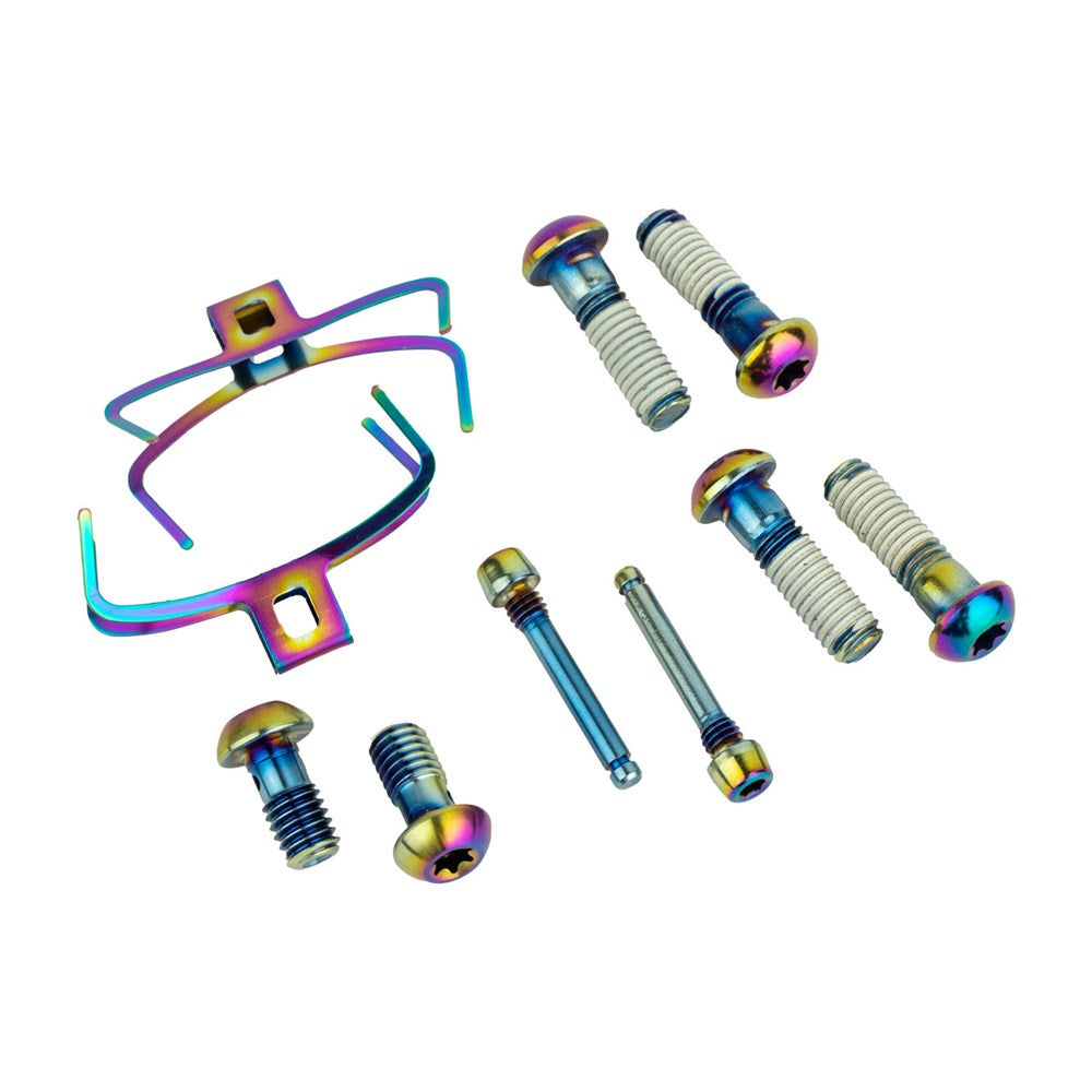 SRAM Disc Brake Caliper Hardware Upgrade Kit G2 ULT / RSC - Rainbow (Includes CPS Mounting Bolts, Banjo Bolt, H-Spring, Pad Pin) To Upgrade QTY 2 Calipers, 
