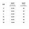 Zoic Mens Liner Size Chart