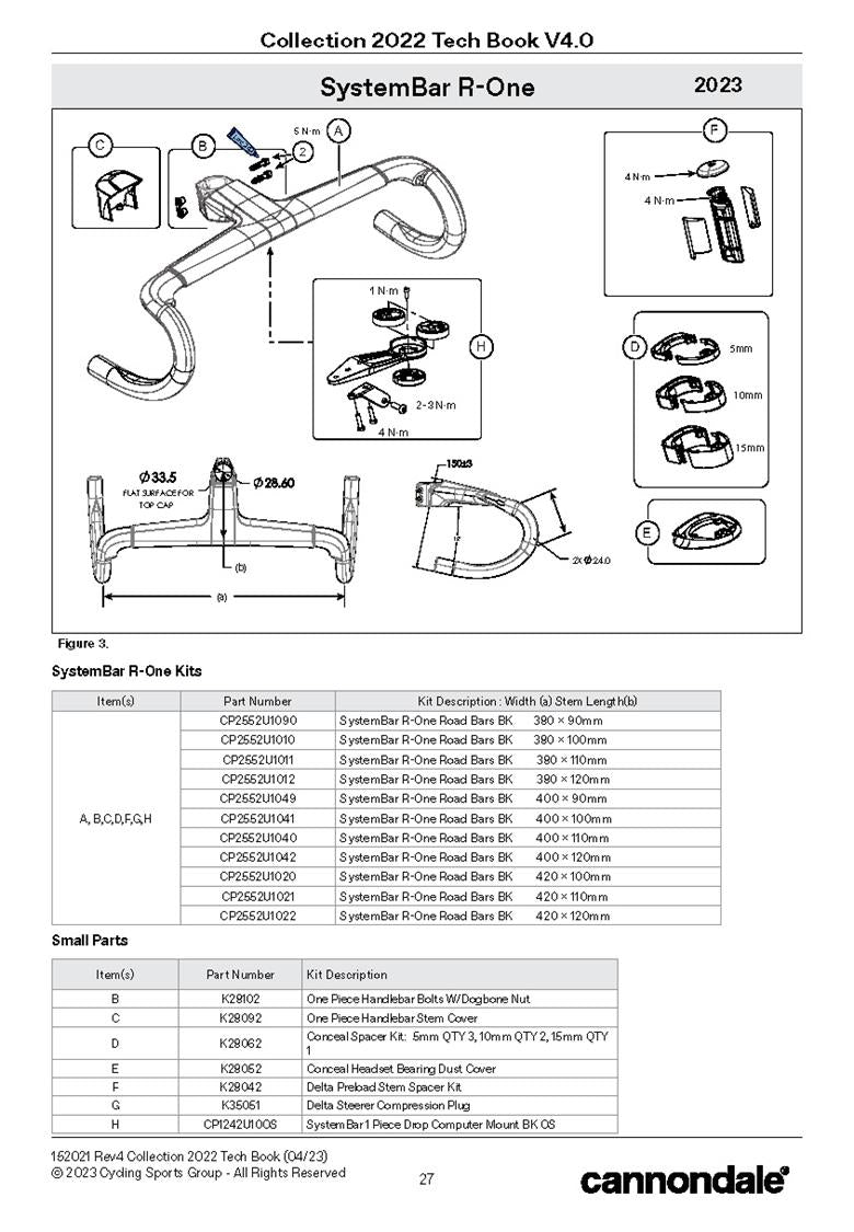 Cannondale SystemBar R-One Spares