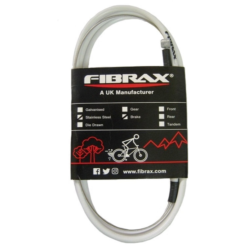 Fibrax Rear Brake Cable Complete White (Barrel Nipple)