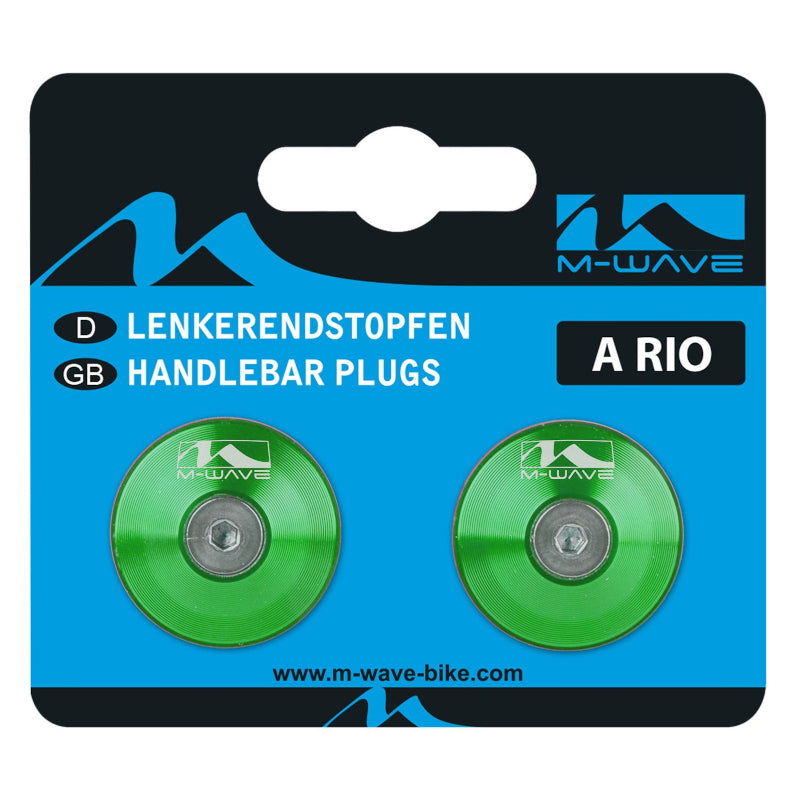 M-Wave Alloy Bar End Plugs Green - Papanui Cycles