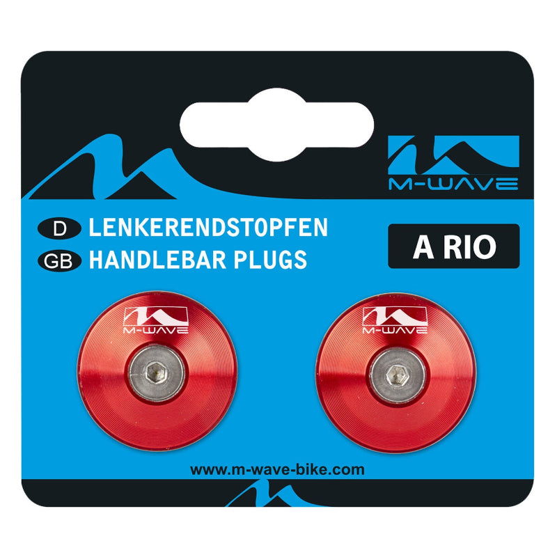 M-Wave Alloy Bar End Plugs Red - Papanui Cycles