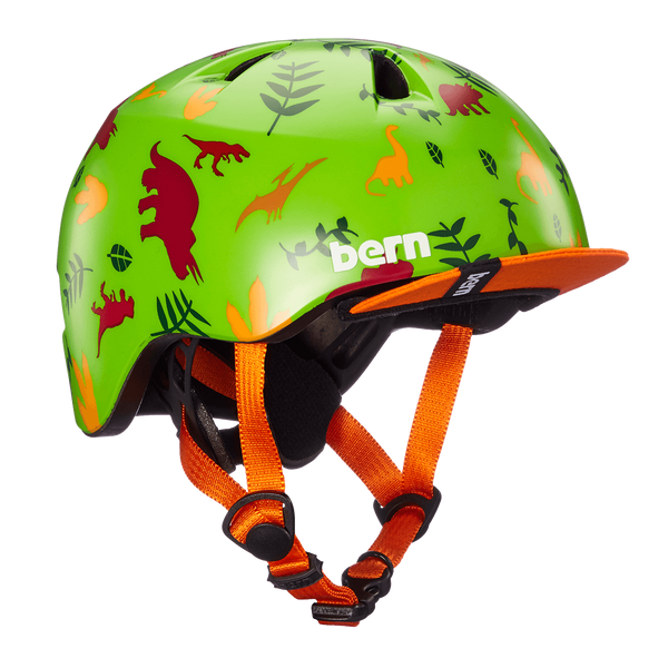 Bern Tigre Satin Green Dino w/ Visor – XXS