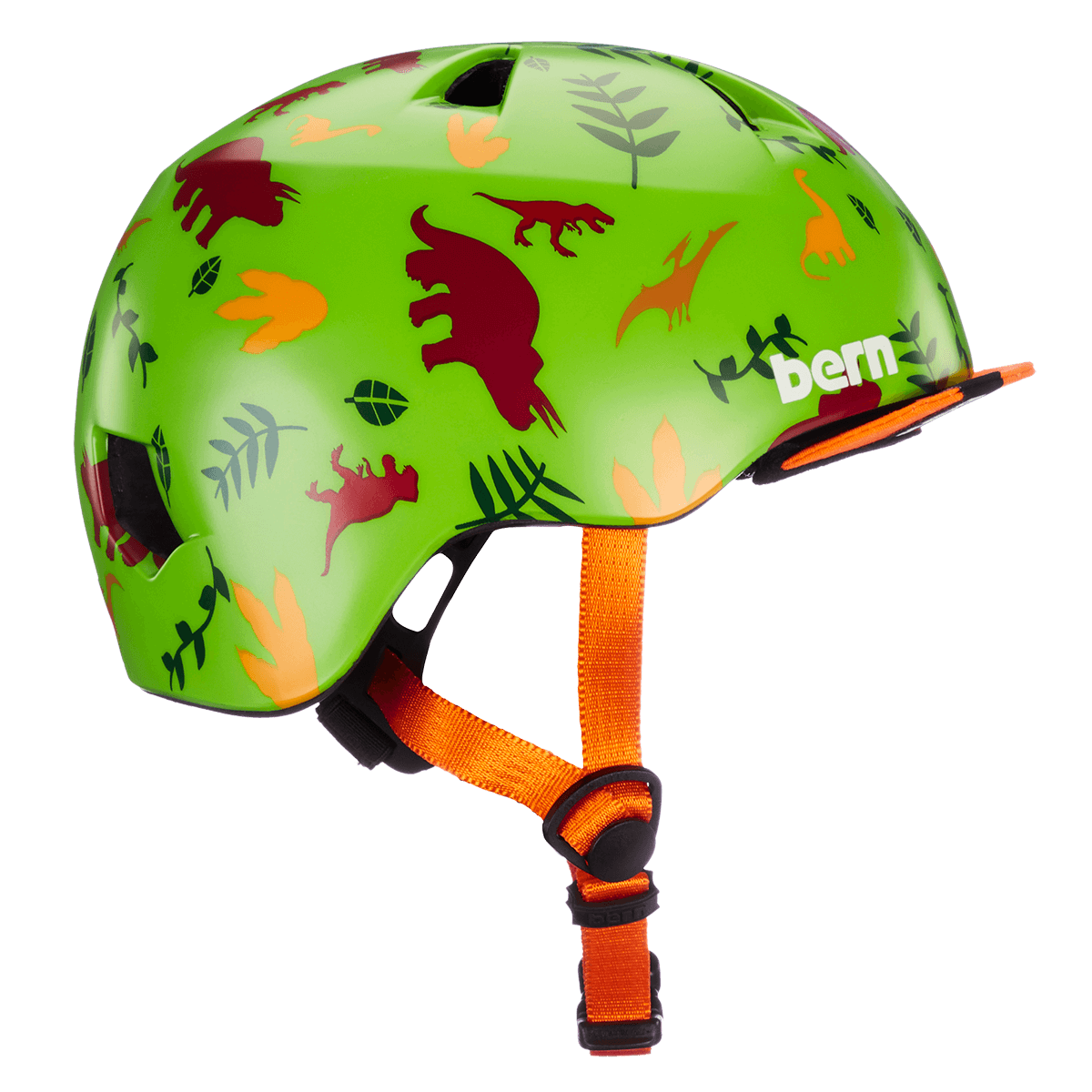 Bern Tigre Satin Green Dino w/ Visor – XXS