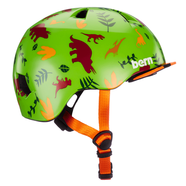 Bern Tigre Satin Green Dino w/ Visor – XXS